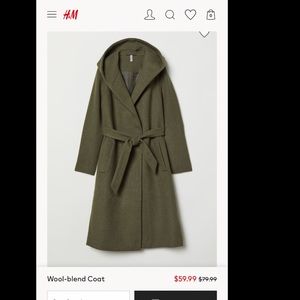 Khaki Green Hooded Coat H&M